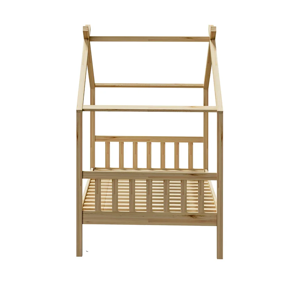 Bed Frame Wooden Kids Single Timber House Beds - Image 7