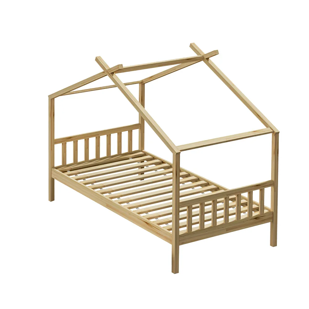Bed Frame Wooden Kids Single Timber House Beds - Image 8