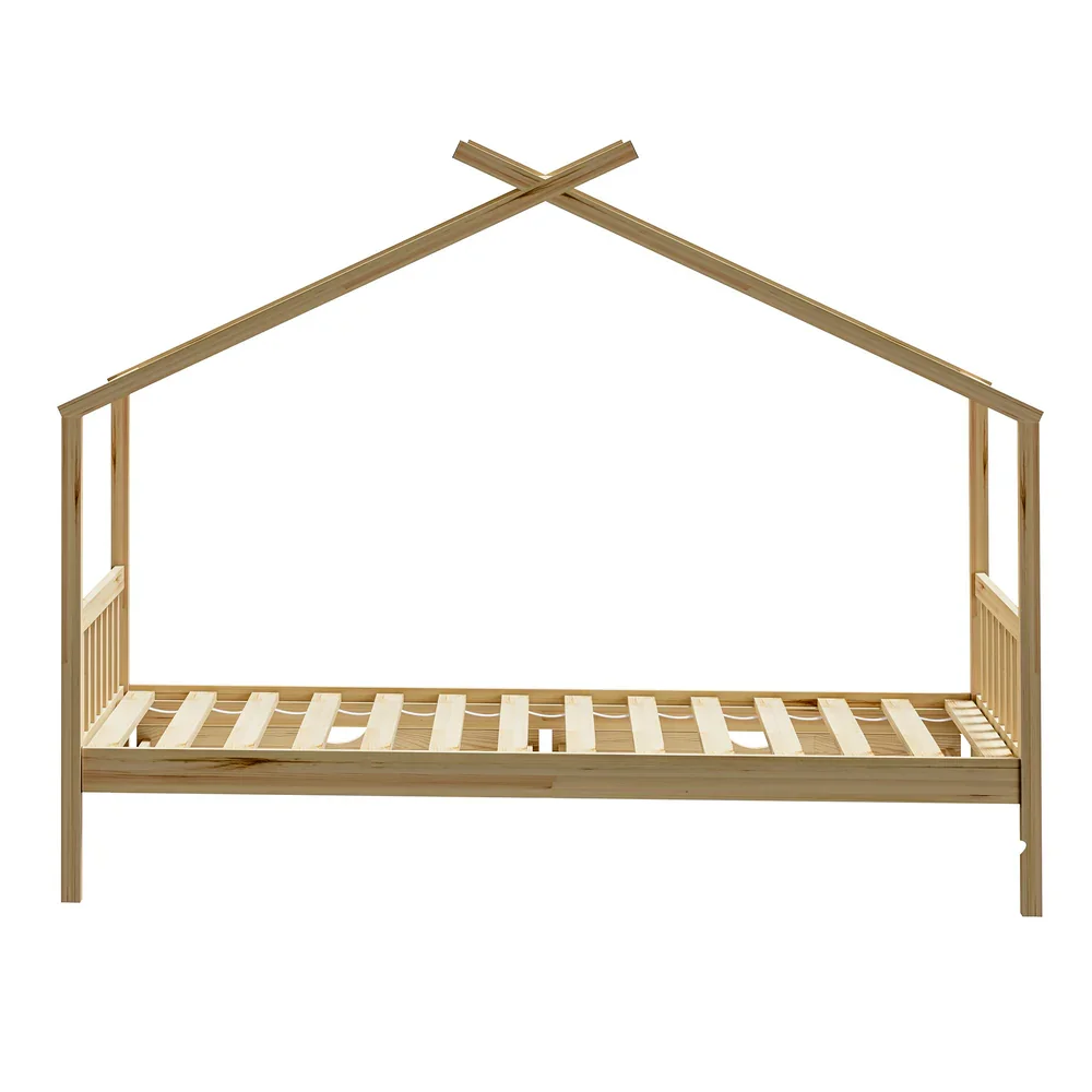Bed Frame Wooden Kids Single Timber House Beds - Image 9