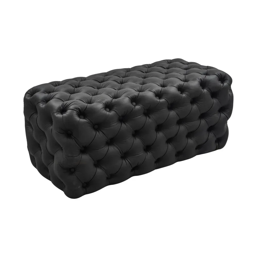 Black Leathaire Ottoman-Rectangular - Image 4