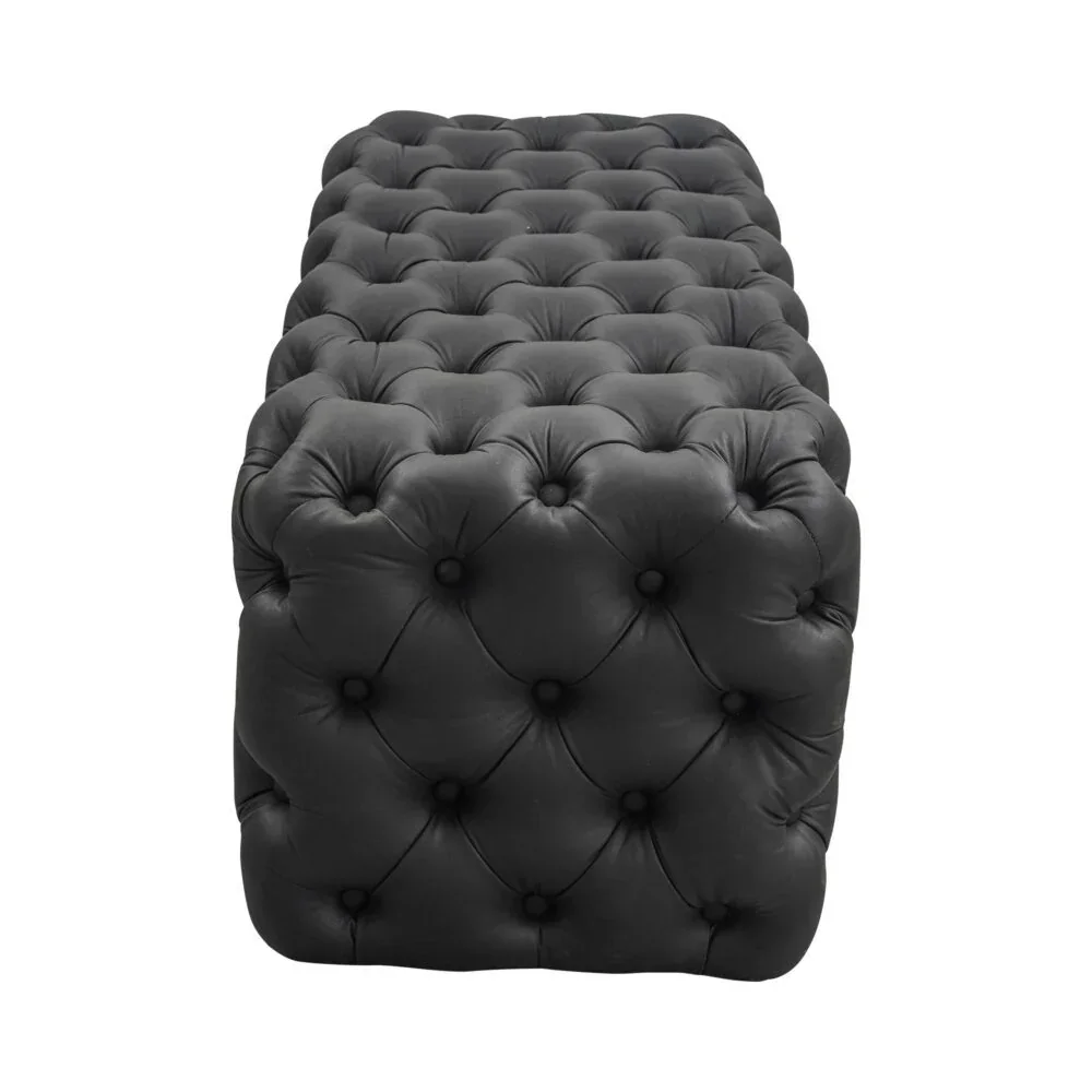 Black Leathaire Ottoman-Rectangular - Image 5