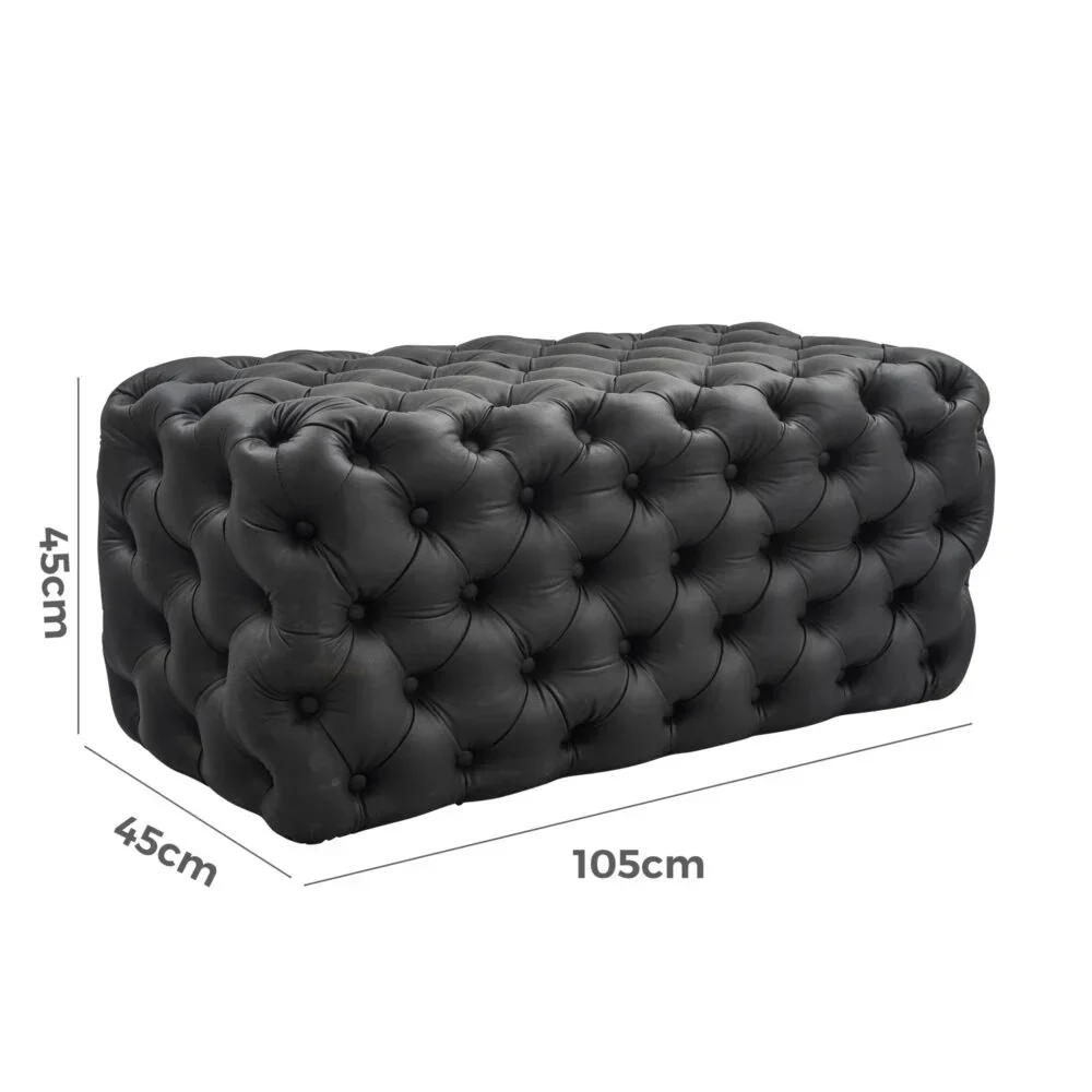 Black Leathaire Ottoman-Rectangular - Image 9