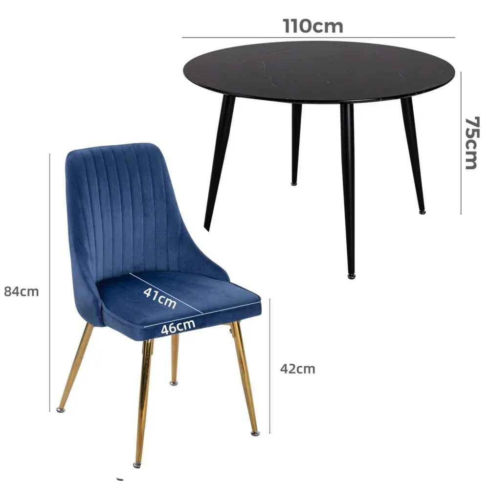 Blue Velvet Bistro Dining Set - Image 11