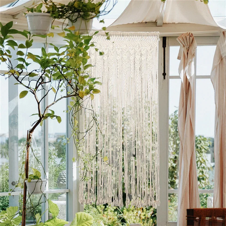 Boho Chic Macrame Tapestry Wedding Backdrop Arch Door Window Hanging Curtains - Image 5