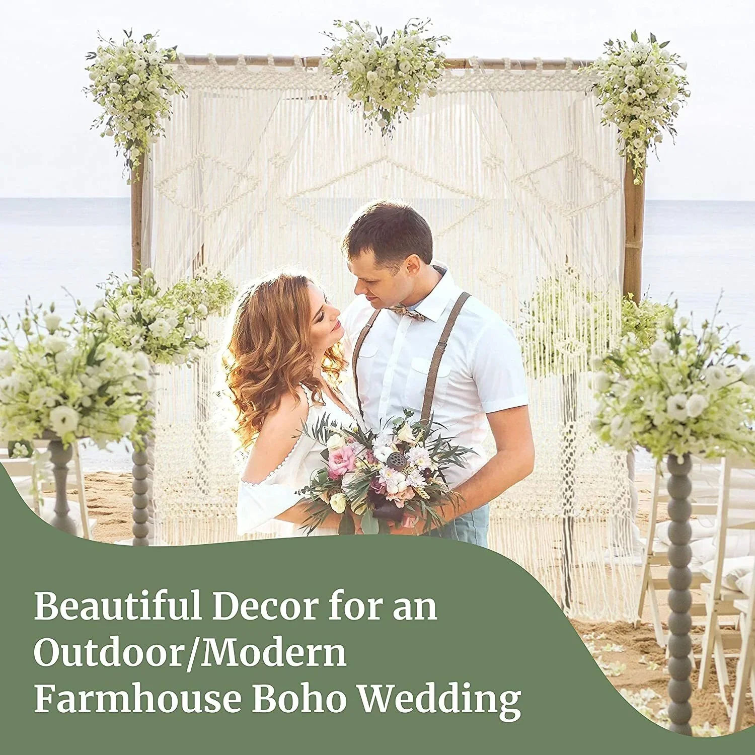 Boho Chic Macrame Tapestry Wedding Backdrop Arch Door Window Hanging Curtains - Image 6