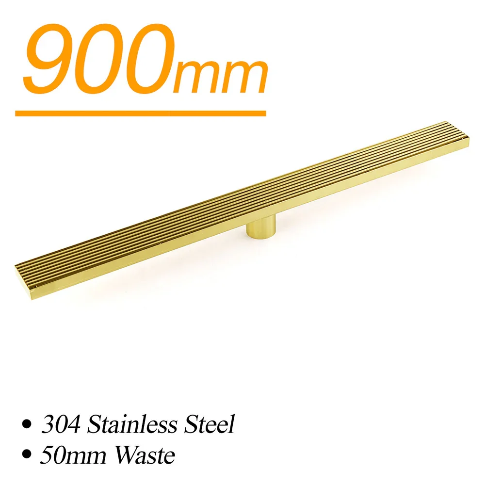 Brushed Gold SUS 900mm Strip Fence Bathroom Floor Shower Grate Drain 50mm Outlet - Image 2