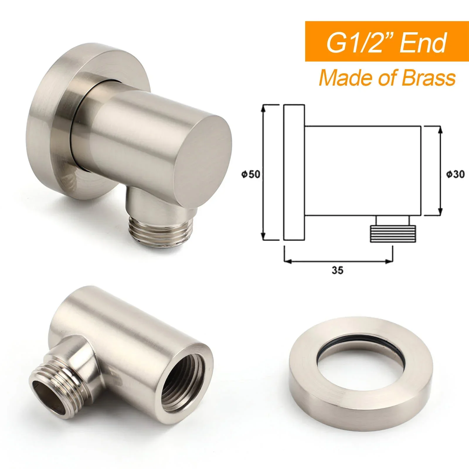 Brushed Nickel 2in1 Round 12" Stainless Steel Rainfall Head Shower Handheld Sliding Rail Arm Set - Image 6
