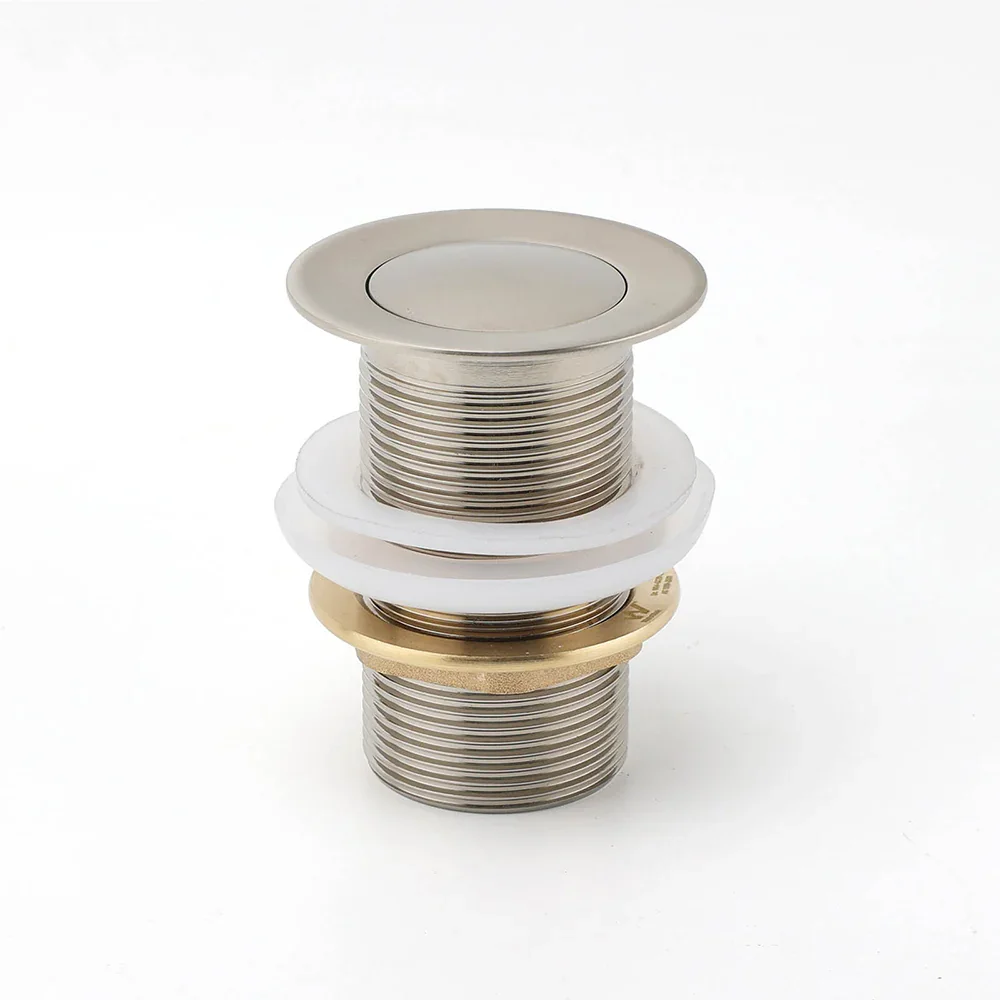 Brushed Nickel 32mm Push Pop Up Waste Plug Non-Overflow Basin Sink Drain Outlet