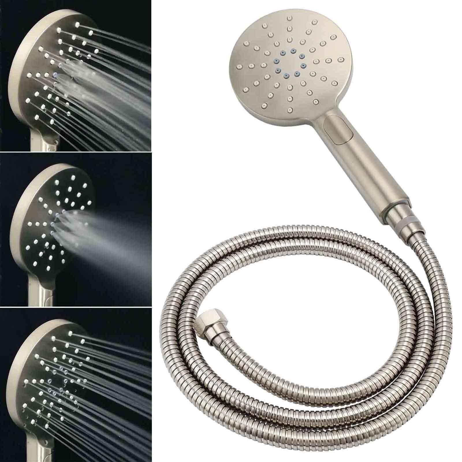 Brushed Nickel Round 12" Rainfall Head Shower Handheld Sliding Rail Arm Mixer 2in1 Set - Image 8