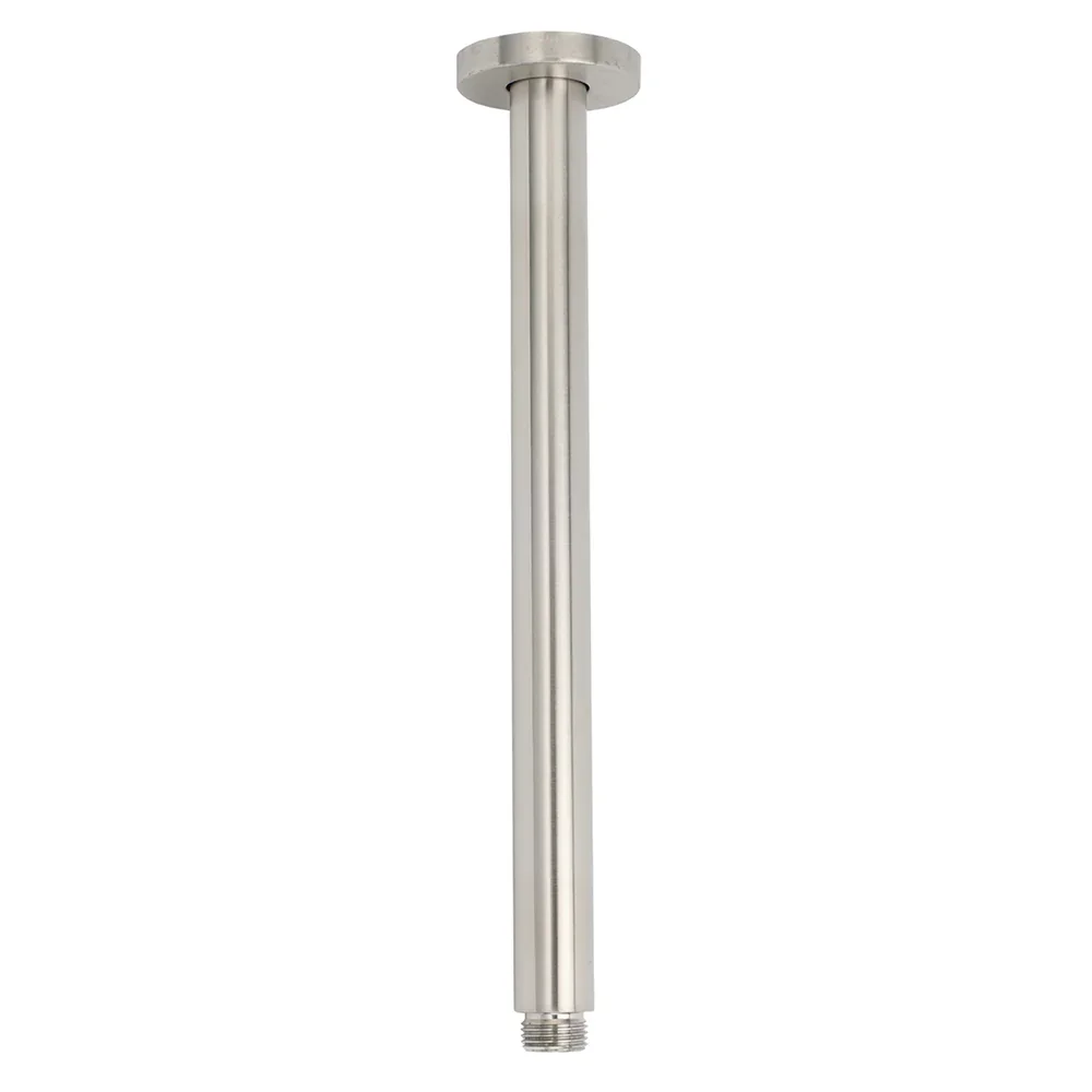 Brushed Nickel Round 8" Shower Rain Head + 300mm Brass Ceiling Dropper Arm Set - Image 2