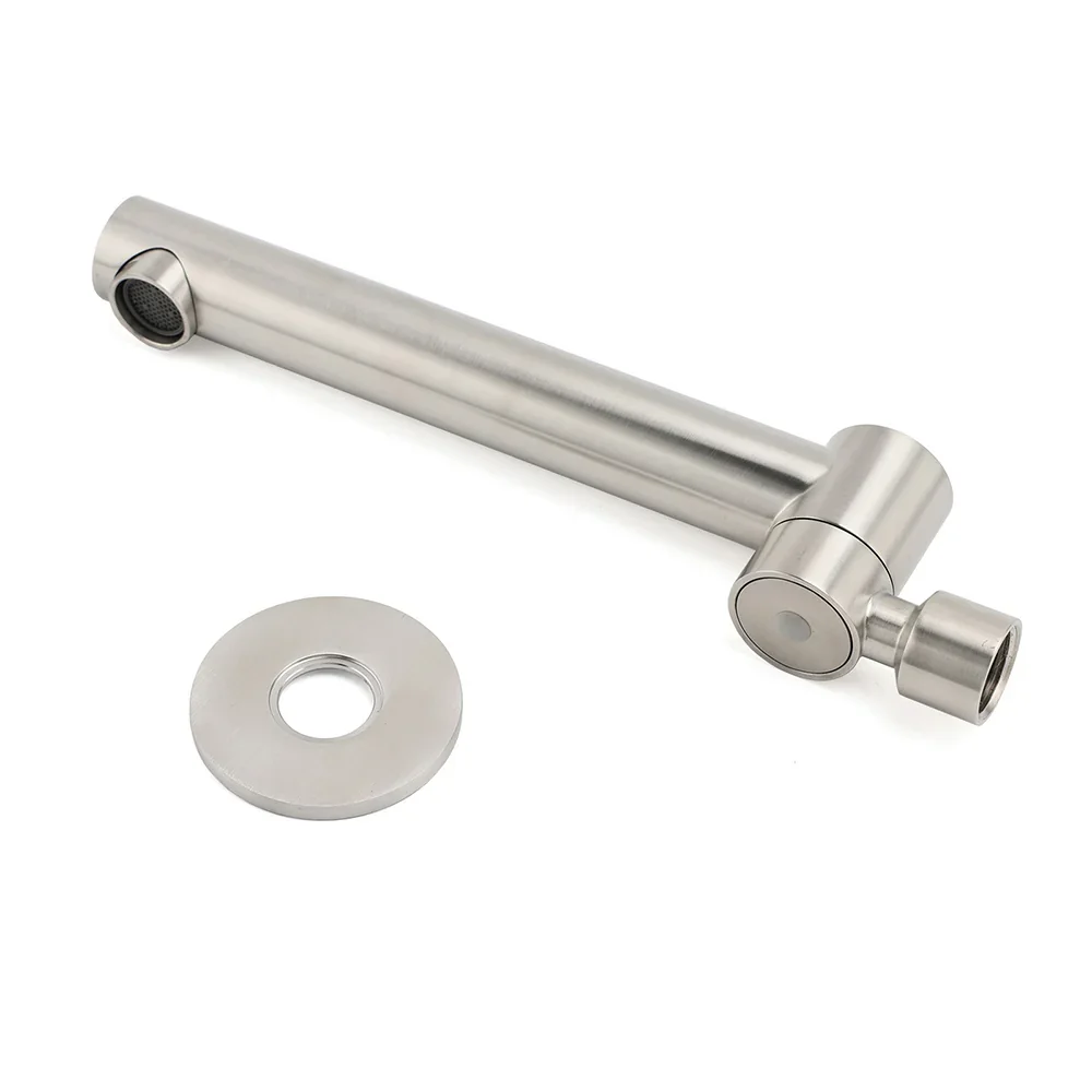 Brushed Nickel Round Basin Wall Mounted Faucet Outlet 180 Swivel Vanity Bathtub Spout - Image 5