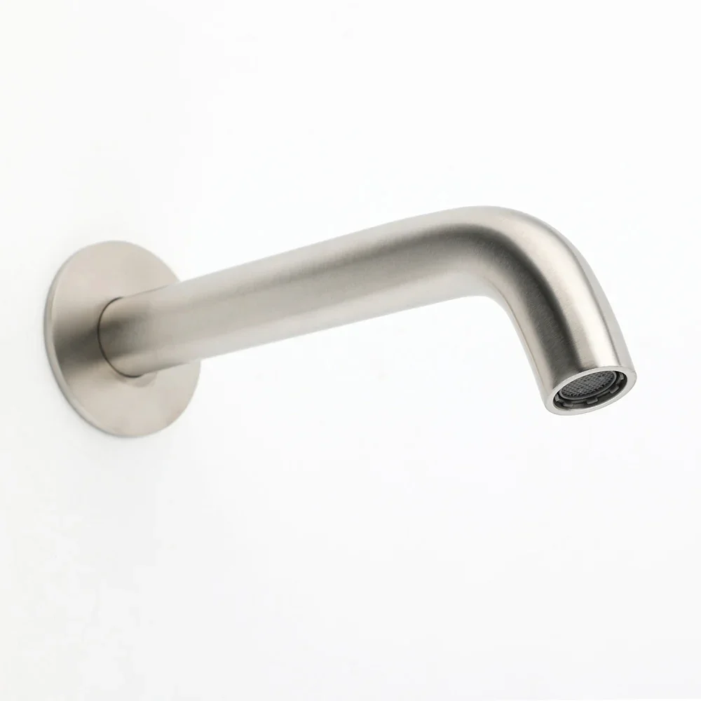Brushed Nickel Round Curve Basin Bubble Faucet Water Outlet Bath Tub Wall Spout - Image 4
