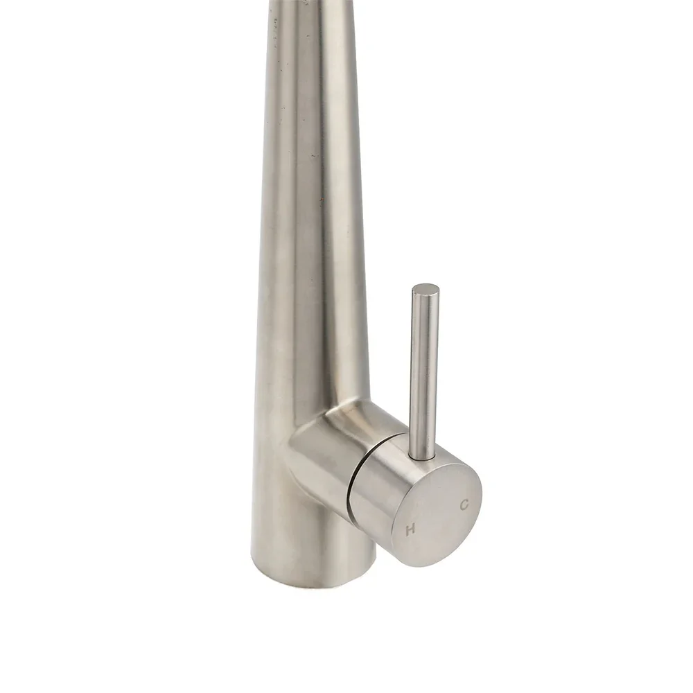 Brushed Nickel Silver Round Pull Out Kitchen Sink Tap Mixer Faucet Spout Outlet - Image 5