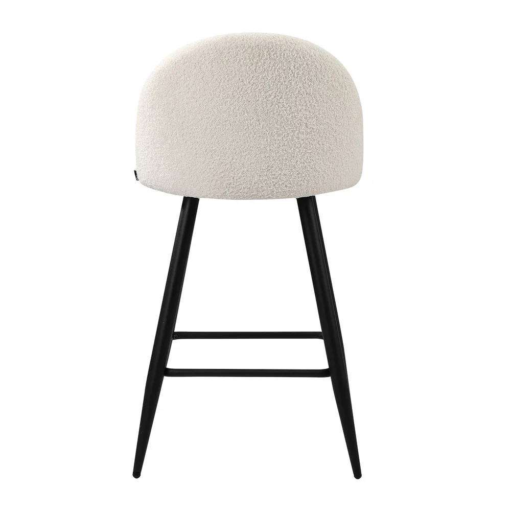 2x Bar Stools Kitchen Counter Stool White Boucle Padded - Image 5