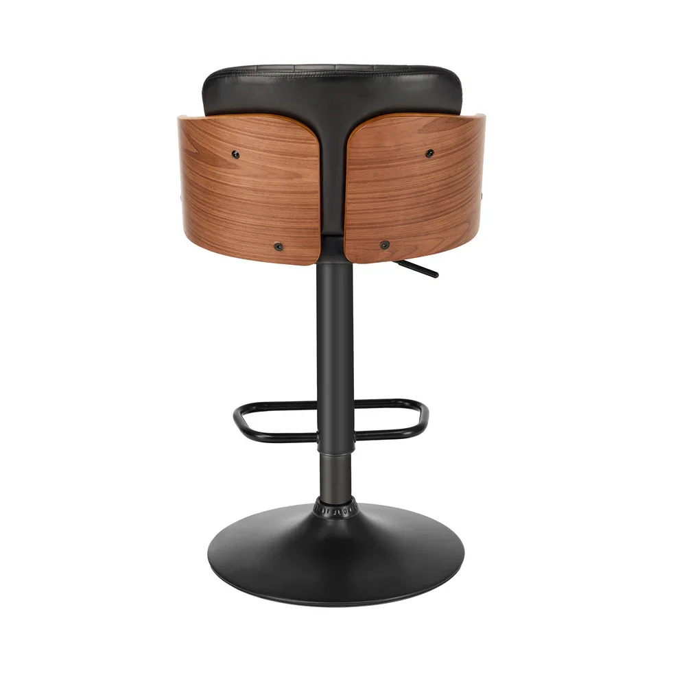 2x Bar Stools Swivel Counter Gas Lift Chair Leather Black - Image 8
