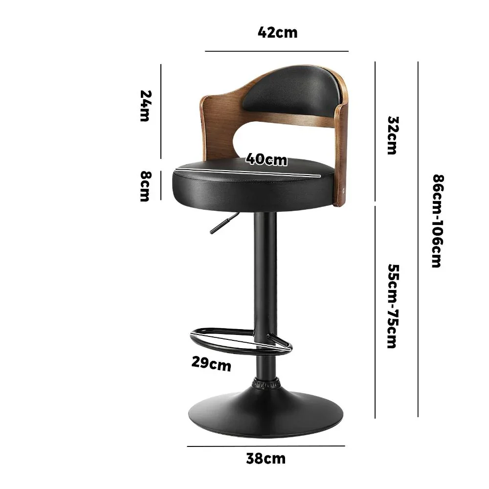 4x Bar Stools Swivel Gas Lift Metal Leather - Image 5