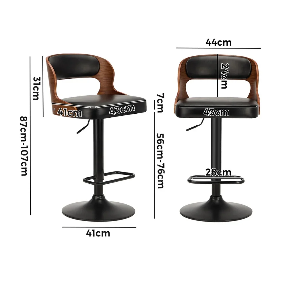 2X Bar Stools Kitchen Gas Lift Swivel Chairs Wooden Barstool - Image 5