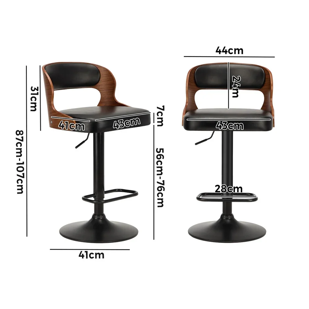 4X Bar Stools Kitchen Gas Lift Swivel Chairs Wooden Barstool - Image 5