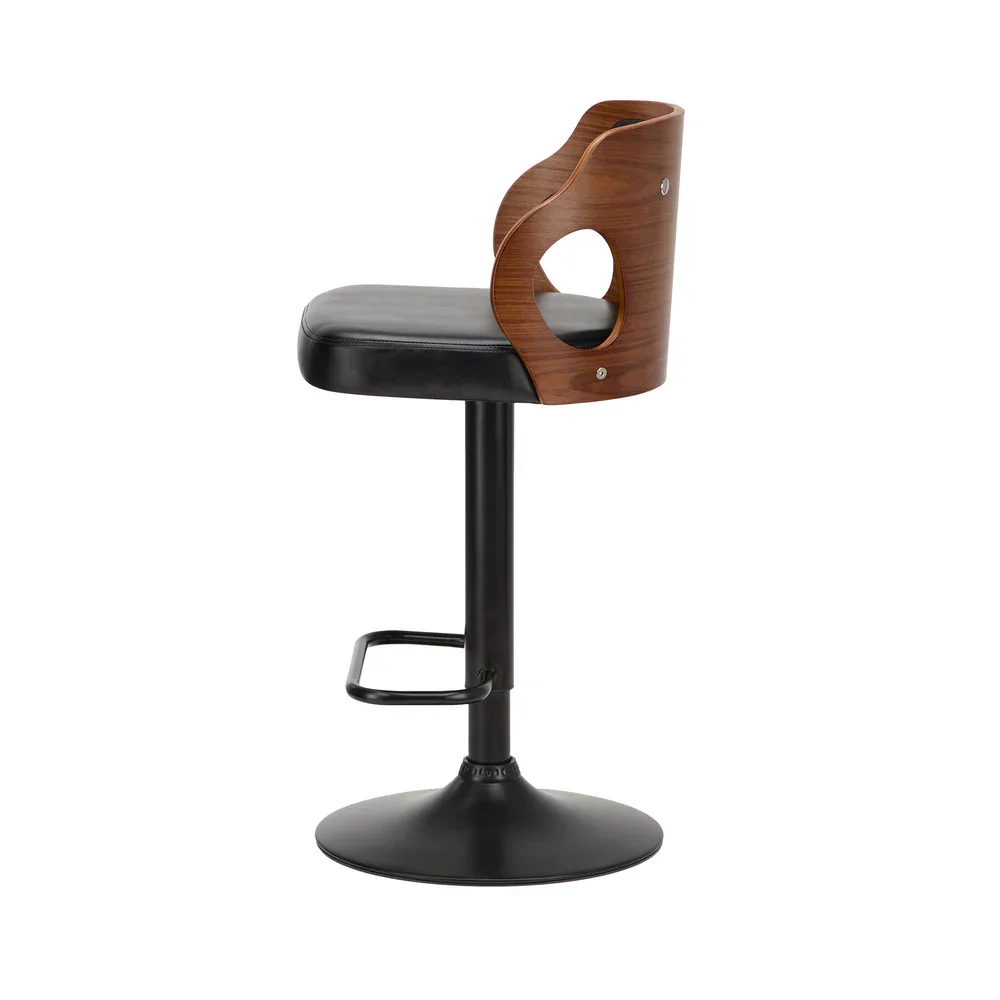 2x Bar Stools Swivel Kitchen Bar Stools Leather Black - Image 3