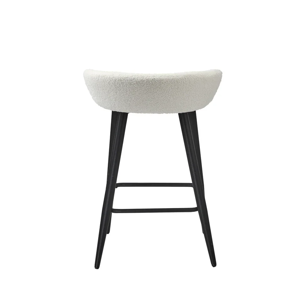 4PCS Bar Stools Boucle Fabric White and Black - Image 4