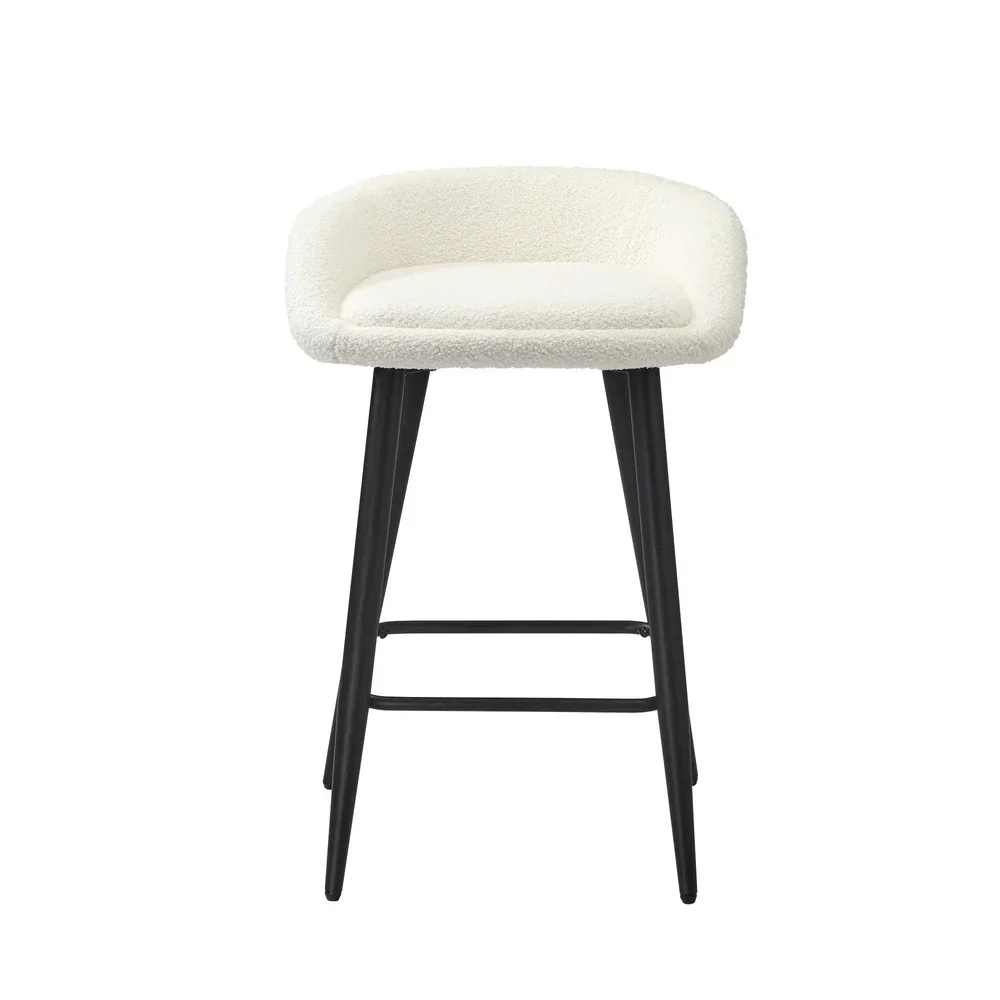 4PCS Bar Stools Boucle Fabric White and Black - Image 6