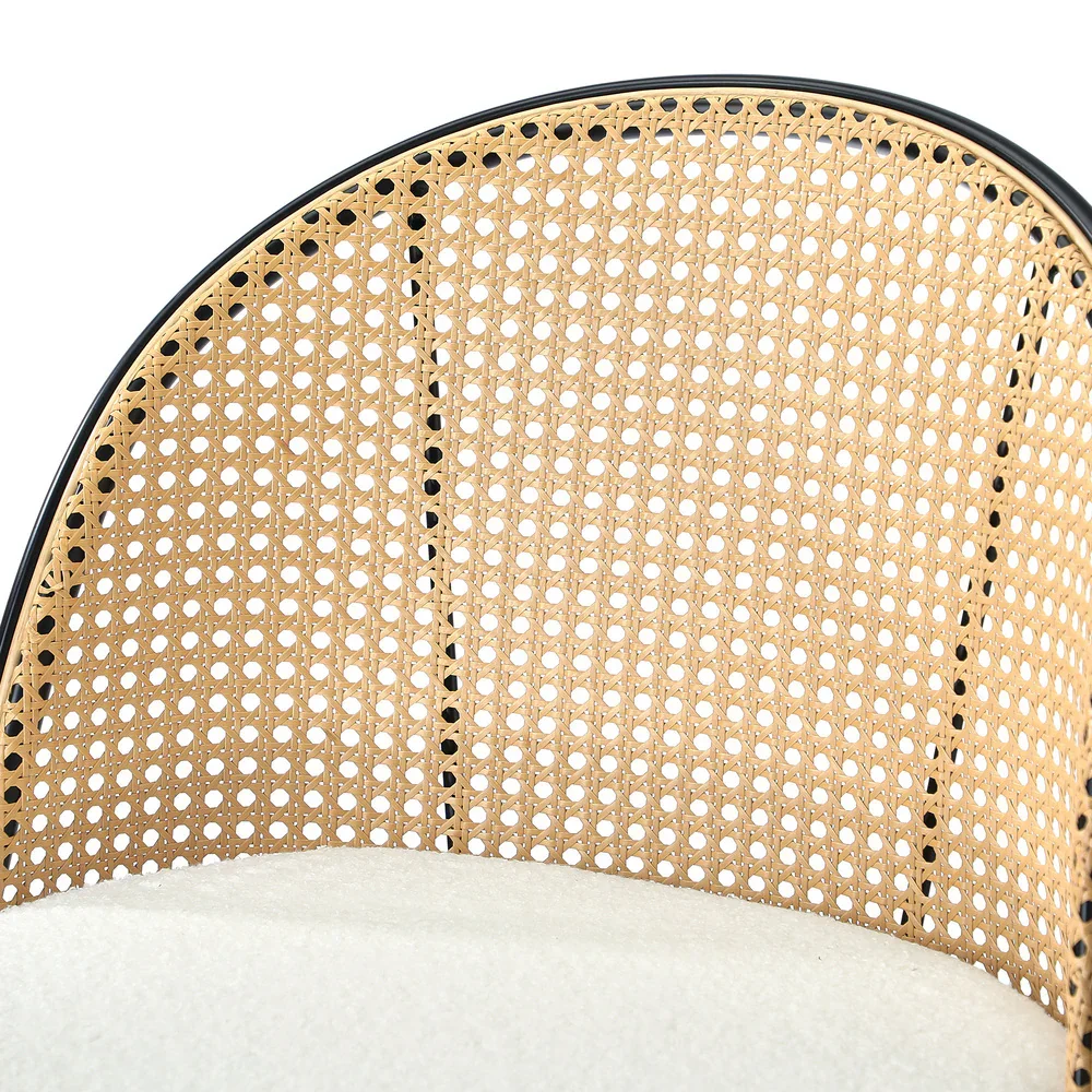 2x Bar Stools Kitchen Counter Stool Rattan Boucle Fabric - Image 4