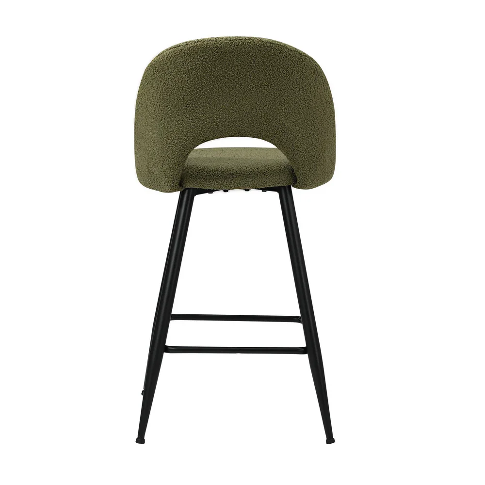 2x Bar Stools Kitchen Counter Stool Boucle Green HORN - Image 5
