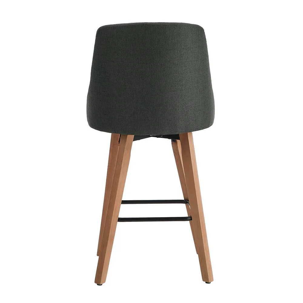 4x Bar Stools Kitchen Dining Chairs Wooden Stool Linen Grey - Image 3