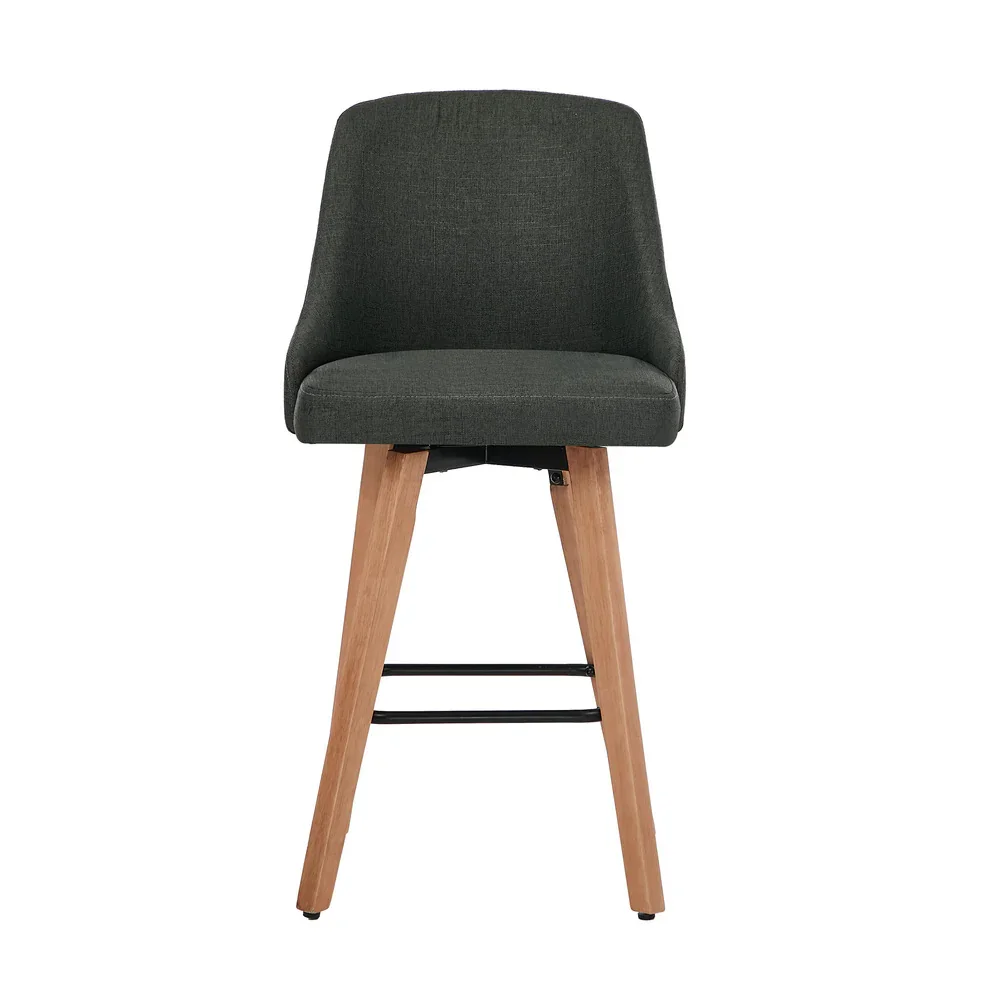 4x Bar Stools Kitchen Dining Chairs Wooden Stool Linen Grey - Image 4