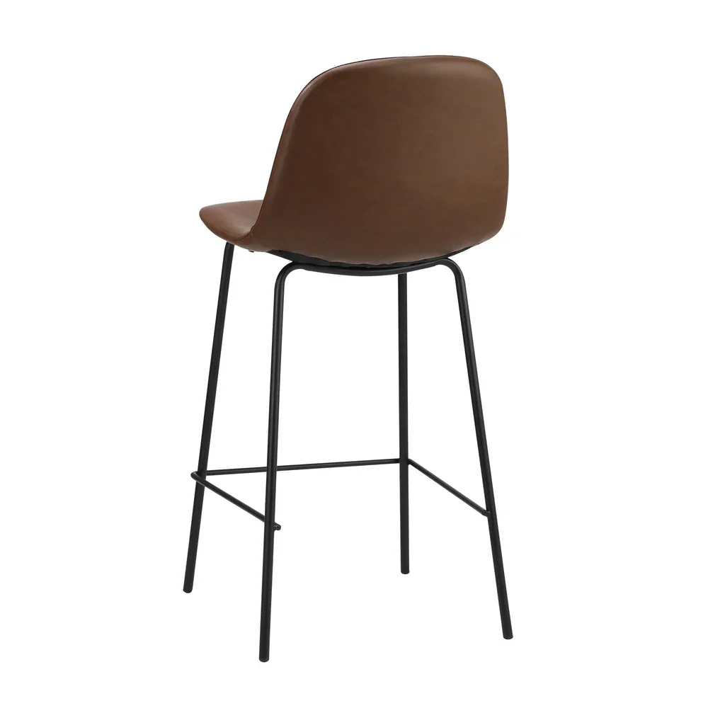 4x Bar Stools Kitchen Dining Chair PU Leather Brown - Image 4