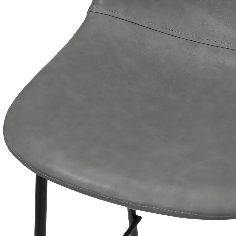 2x Bar Stools Kitchen Dining Chair PU Leather Grey - Image 4