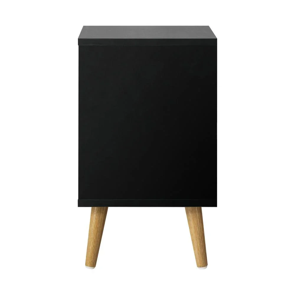Bedside Tables 2 Drawers Air Gap Handle Black - Image 5