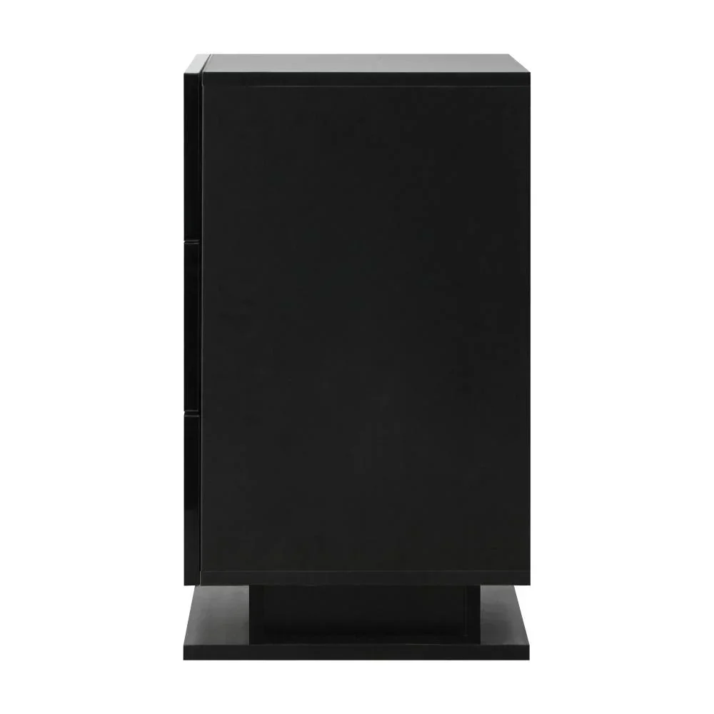 LED Bedside Table RGB 3 Drawers Black - Image 2