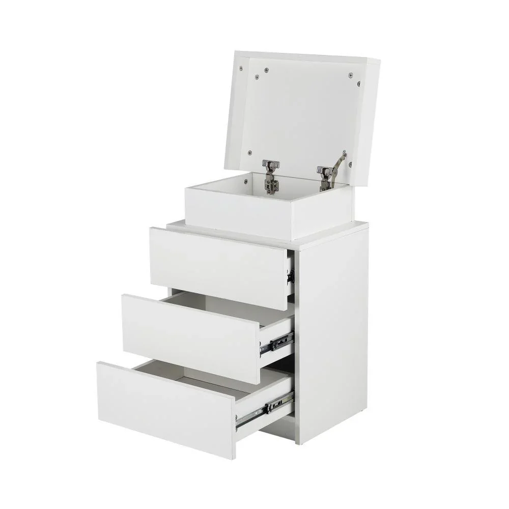Bedside Table RGB LED 3 Drawers White - Image 2