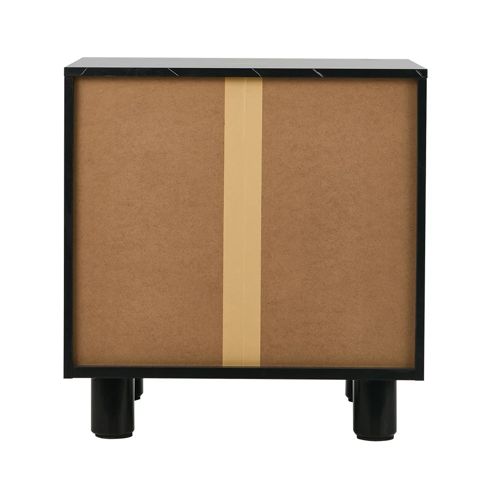 Bedside Table 2 Drawers Storage Cabinet Nightstand Black - Image 5