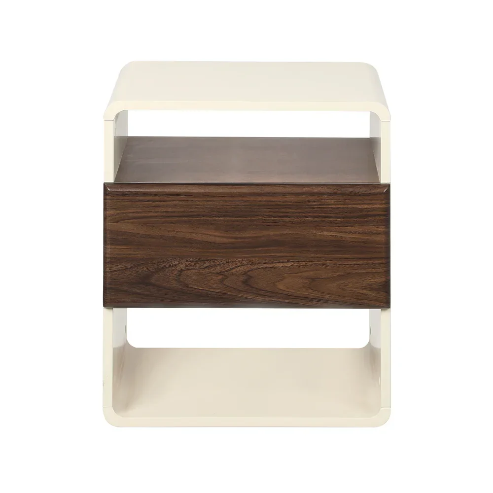 2x Bedside Table With Drawer Open Shelves Retro-Modern - Image 3
