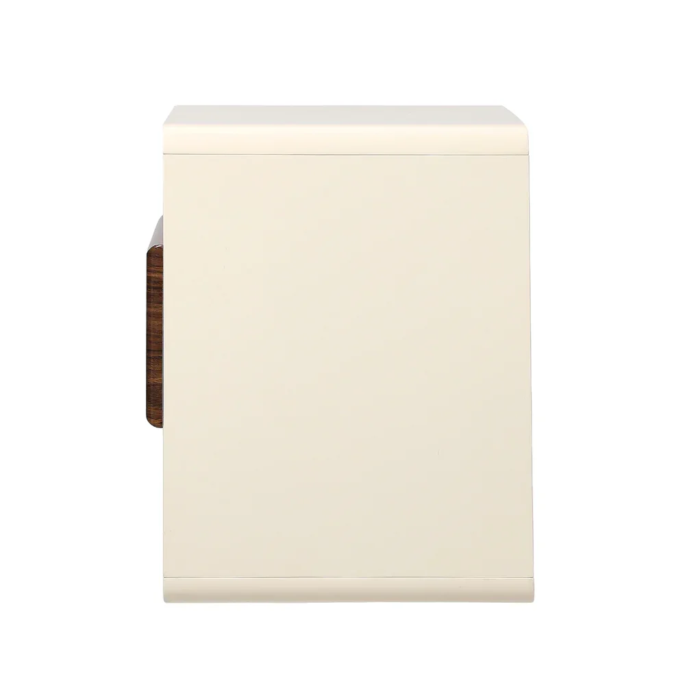 2x Bedside Table With Drawer Open Shelves Retro-Modern - Image 4