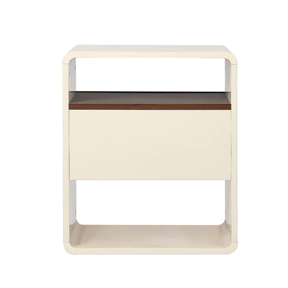 2x Bedside Table With Drawer Open Shelves Retro-Modern - Image 8
