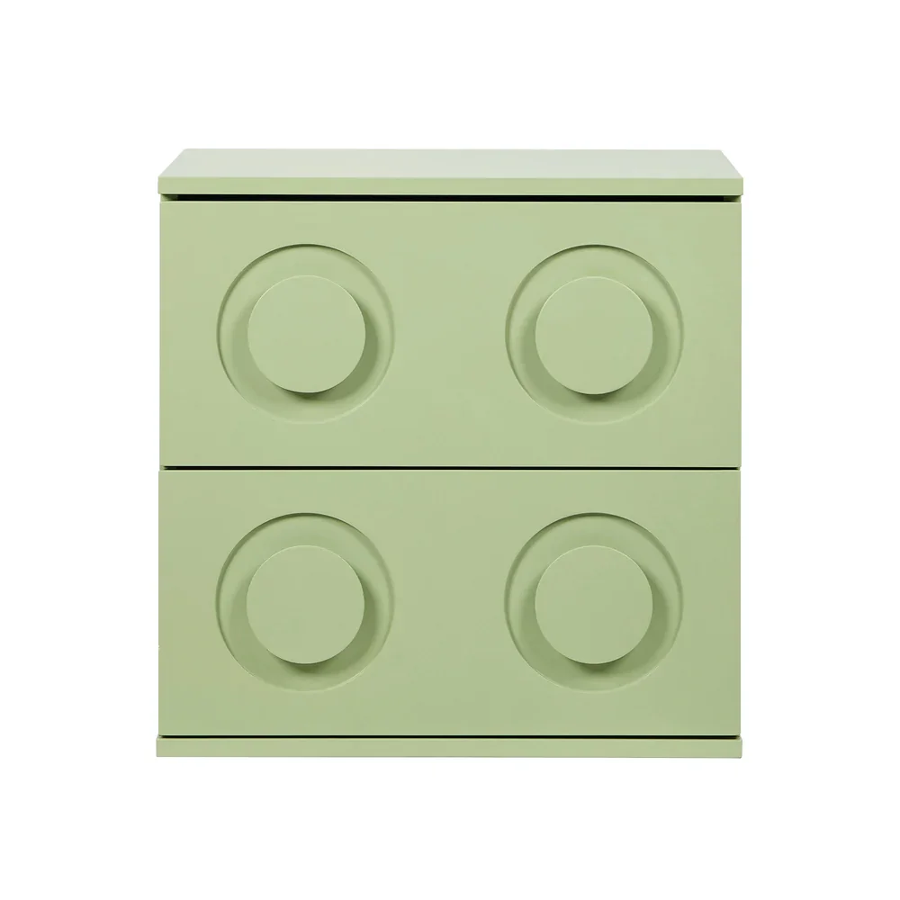 Bedside Table 2 Drawers Nightstand Side Storage Cabinet Green - Image 2