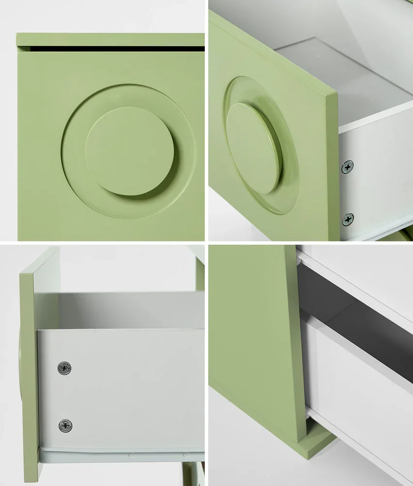 Bedside Table 2 Drawers Nightstand Side Storage Cabinet Green - Image 7