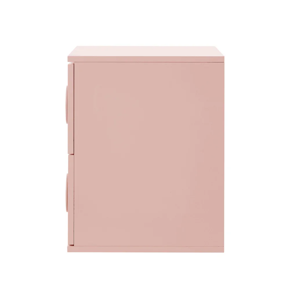 Bedside Table 2 Drawers Nightstand Side Storage Cabinet Pink - Image 3