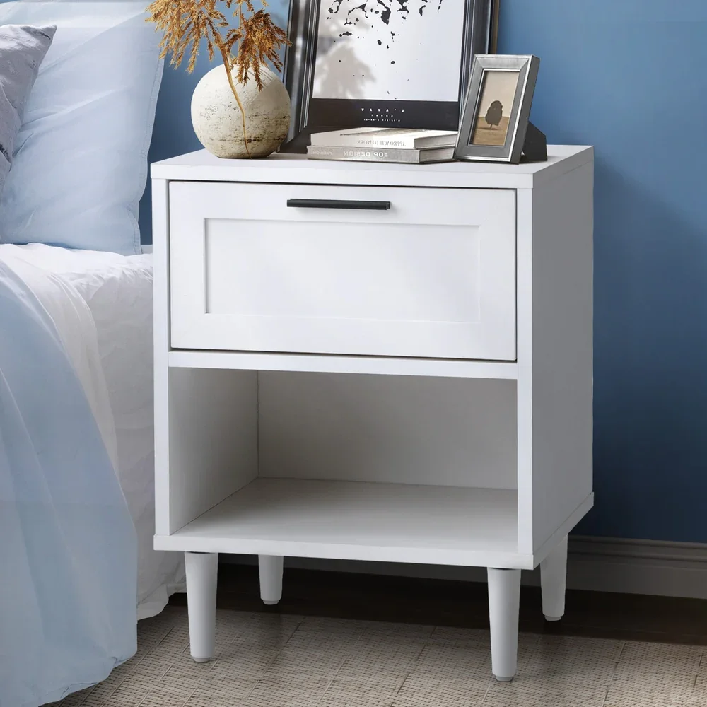Bedside Table Nightstand Bedroom Storage Cabinet White - Image 7