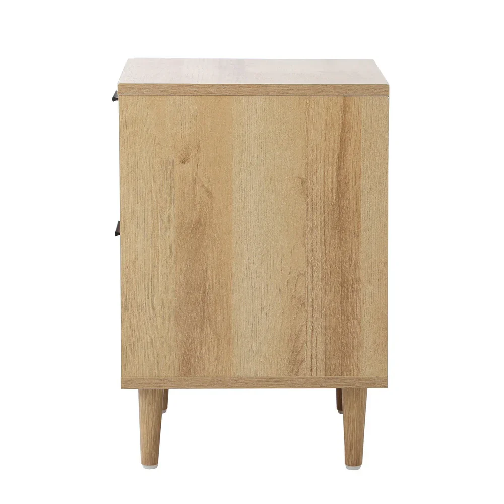 Bedside Table Nightstand 2 Drwers Natural - Image 7