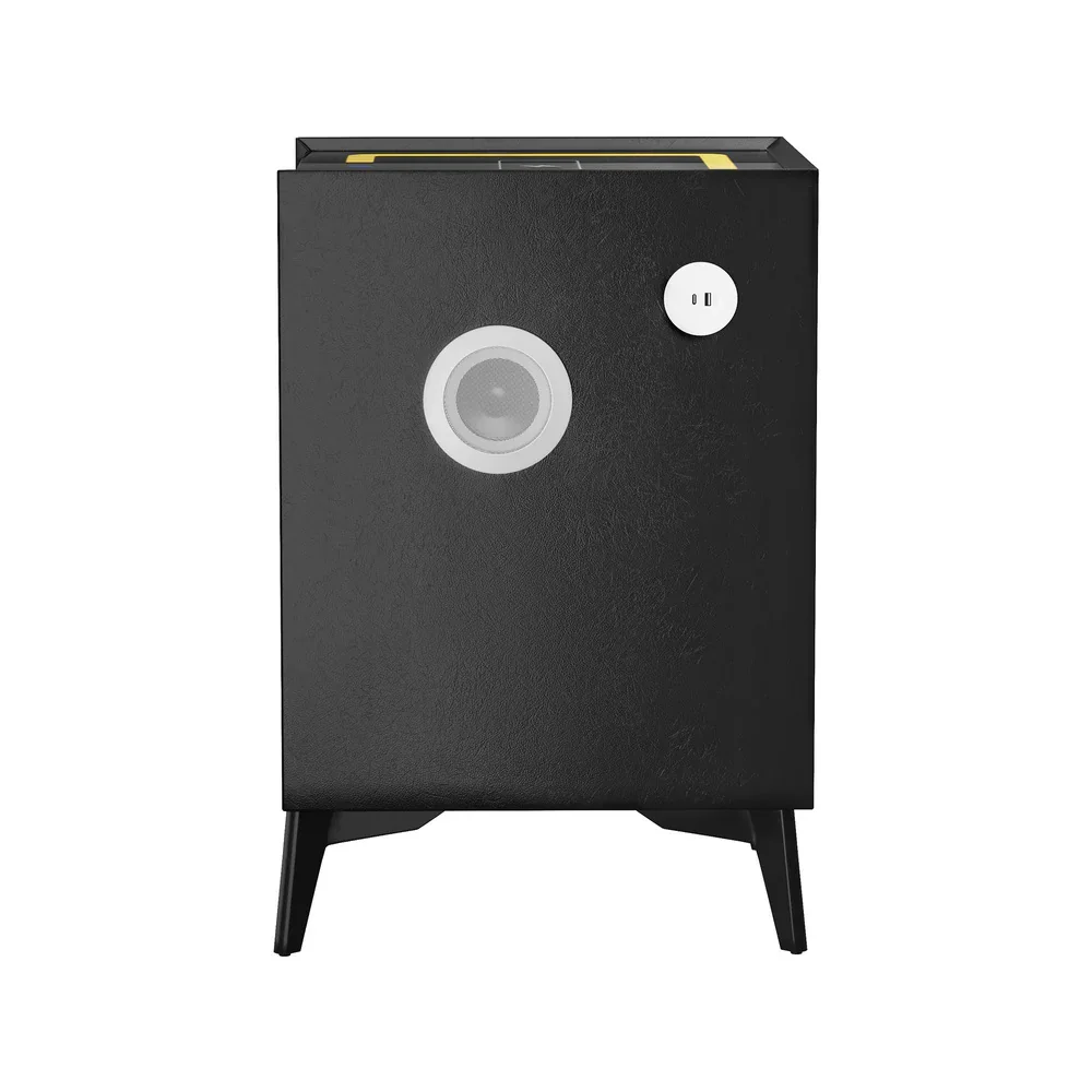 Smart Bedside Table Wireless Charging LED Lights 3 Drawers Black - Image 9