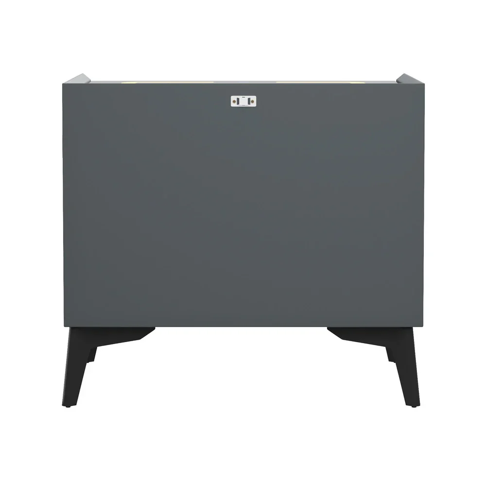Smart Bedside Table Wireless Charging LED 2 Drawers Grey - Image 7