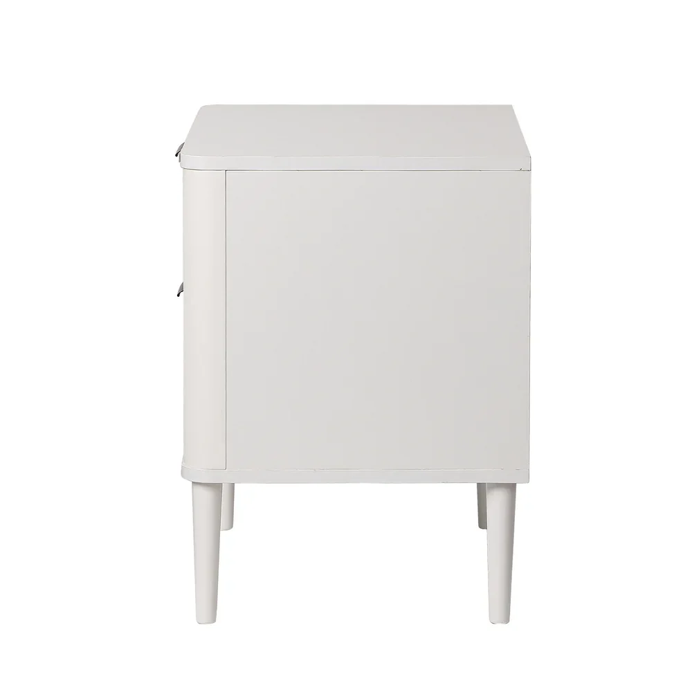 Bedside Table 2 Drawers Nightstand White - Image 7