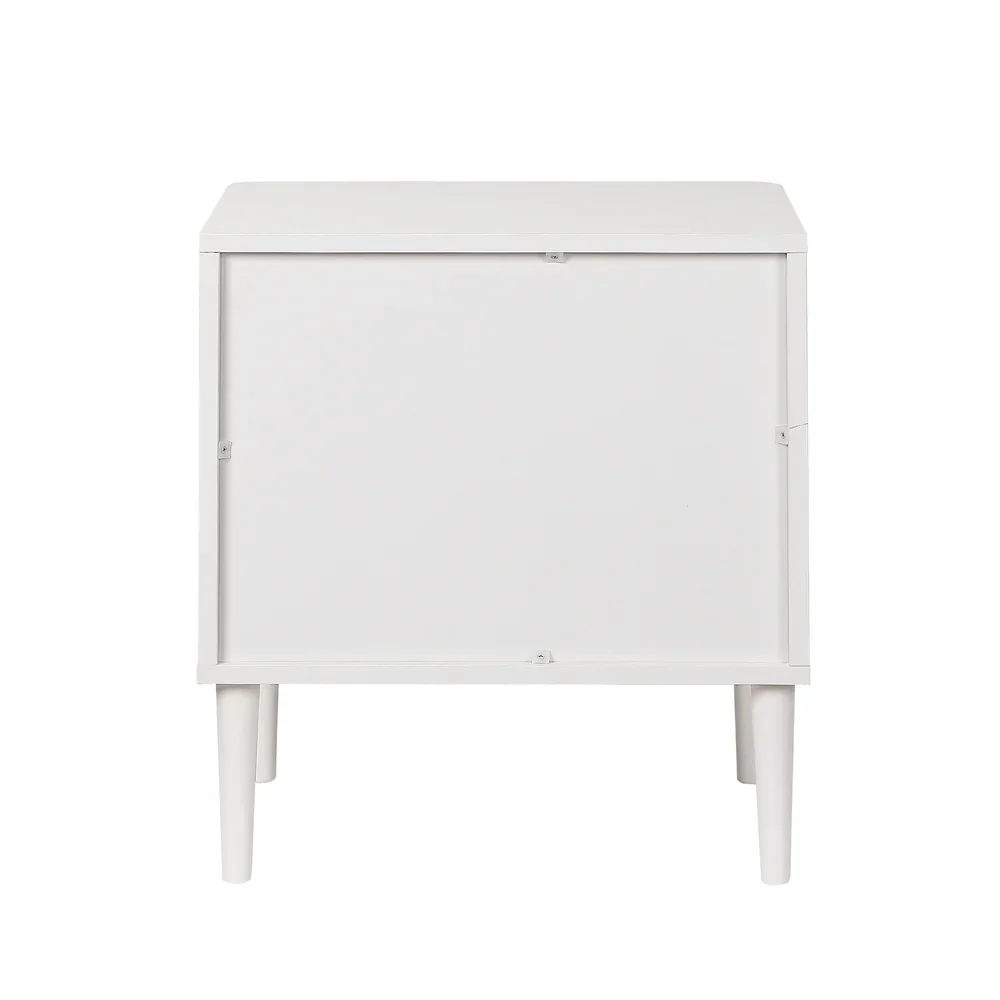 Bedside Table 2 Drawers Nightstand White - Image 8