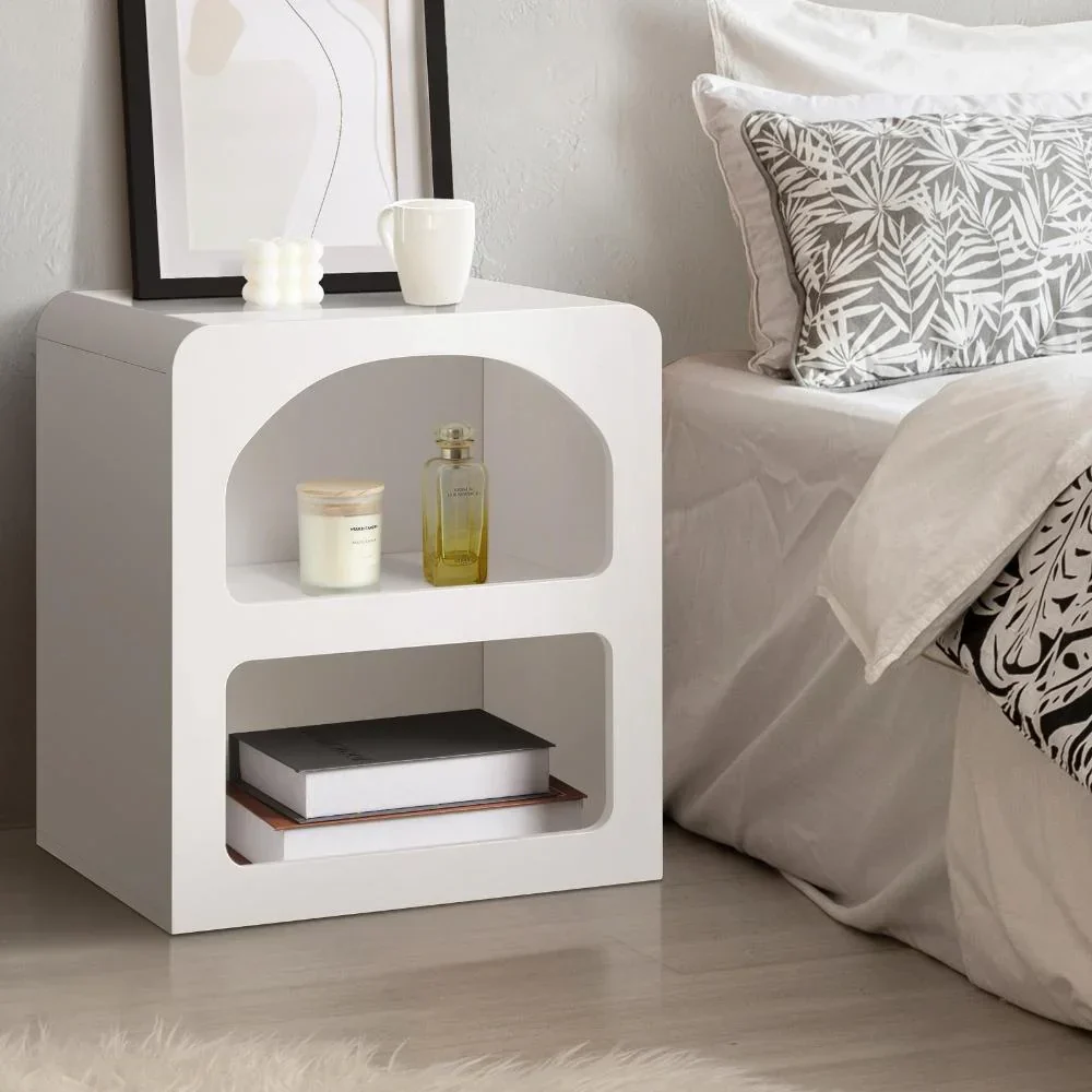Bedside Table Open Shelf White - Image 7