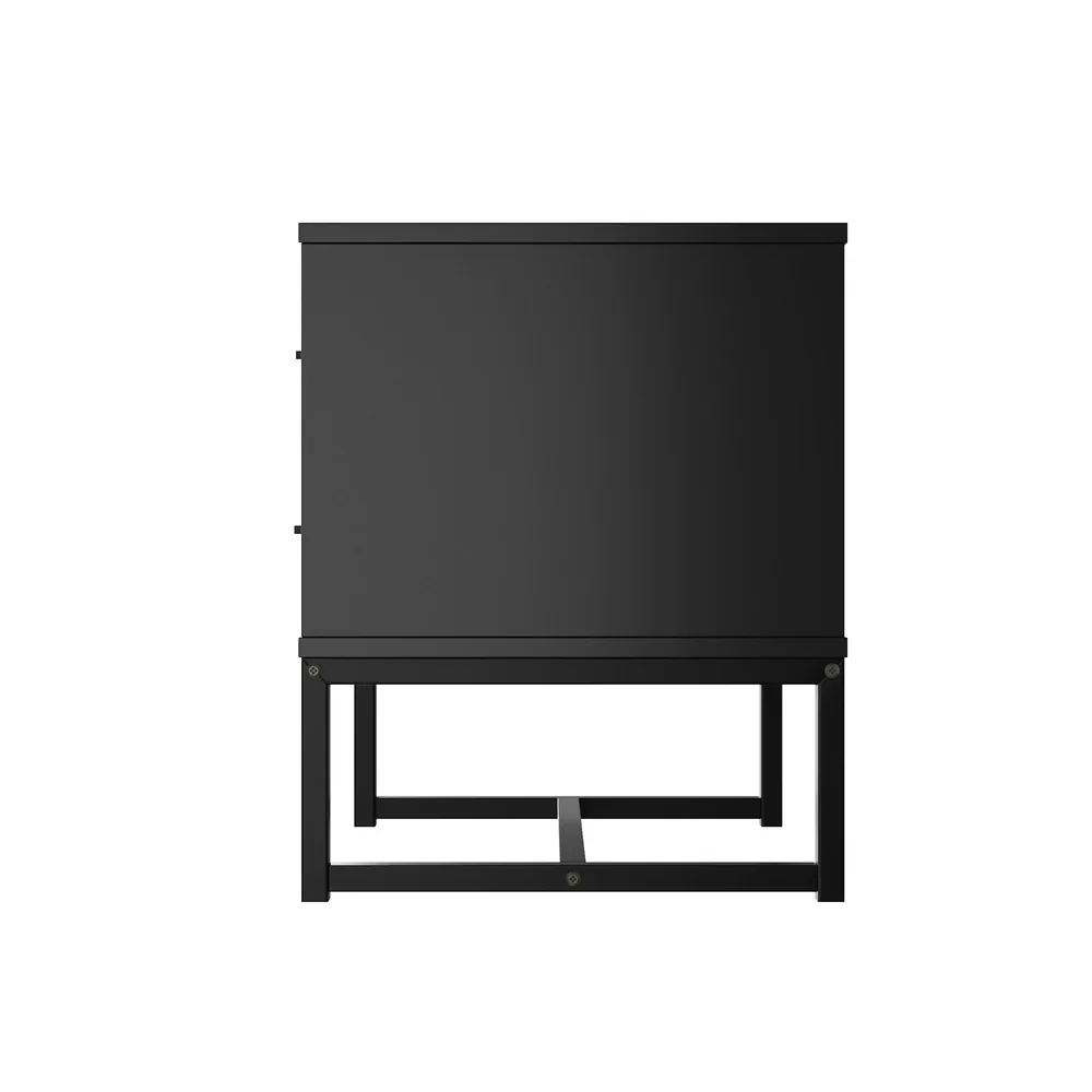 Bedside Table 2 Drawers Storage Metal Industrial - Image 2