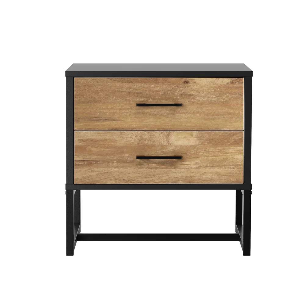 2x Bedside Table 2 Drawers Storage Metal Industrial - Image 5